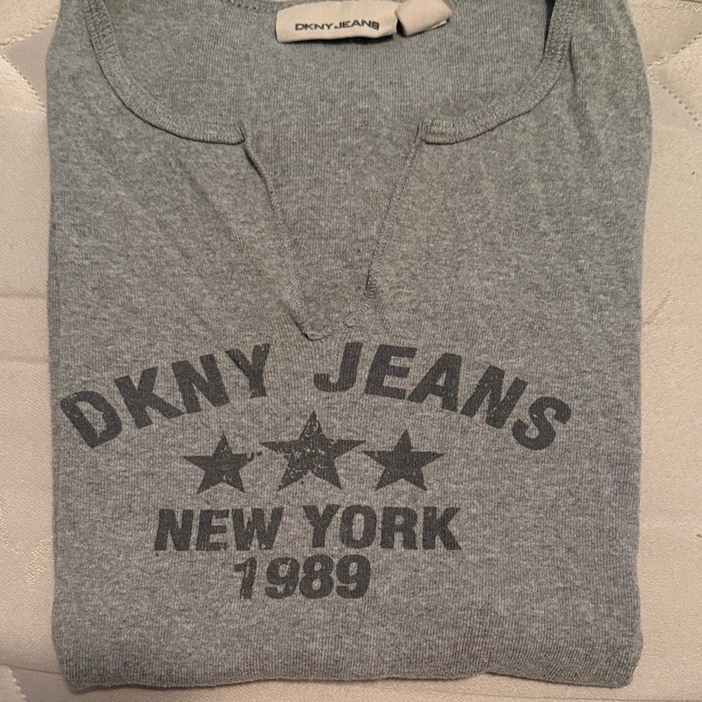 DKNY Gray Graphic Tee with Stars